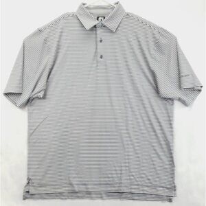 FootJoy Performance Polo Shirt Mens XL Blue White FJ Striped Embroidered Stretch